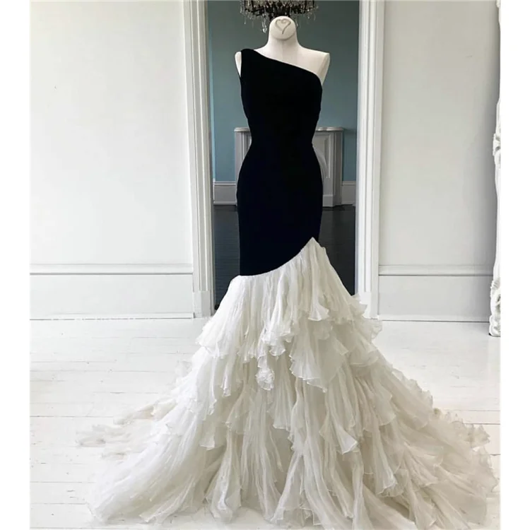 
2020 new formal one shoulder party gown long mermaid evening prom dresses 