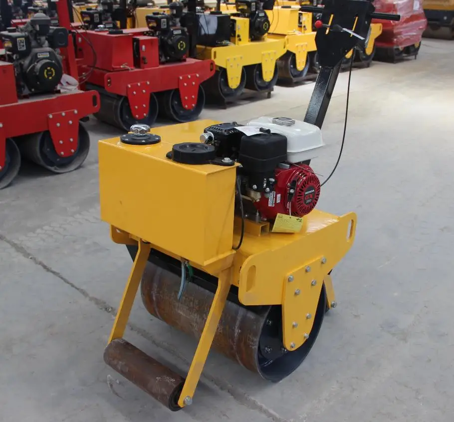 Walk behind manual single drum road roller compactor mini vibratory soil compaction machine for sale