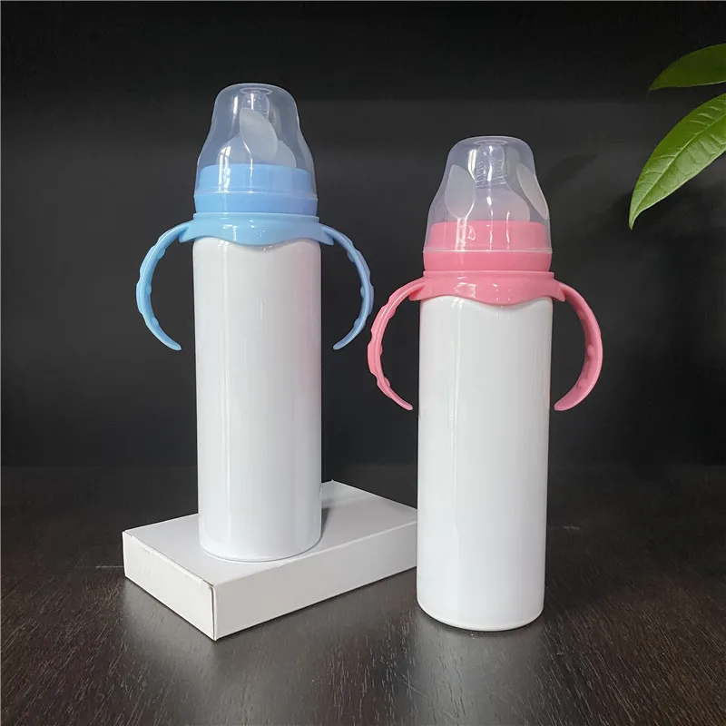 RTS США посуда дом 8 унций DIY белые заготовки sippy детские бутылочки для кормления с силиконовыми выемками сублимационной