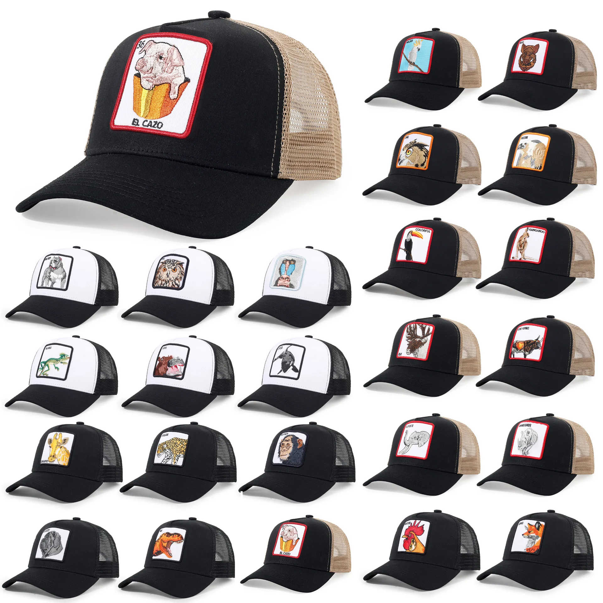 High quality custom embroidery trucker hat printing trucker cap Cartoon animal trucker hat