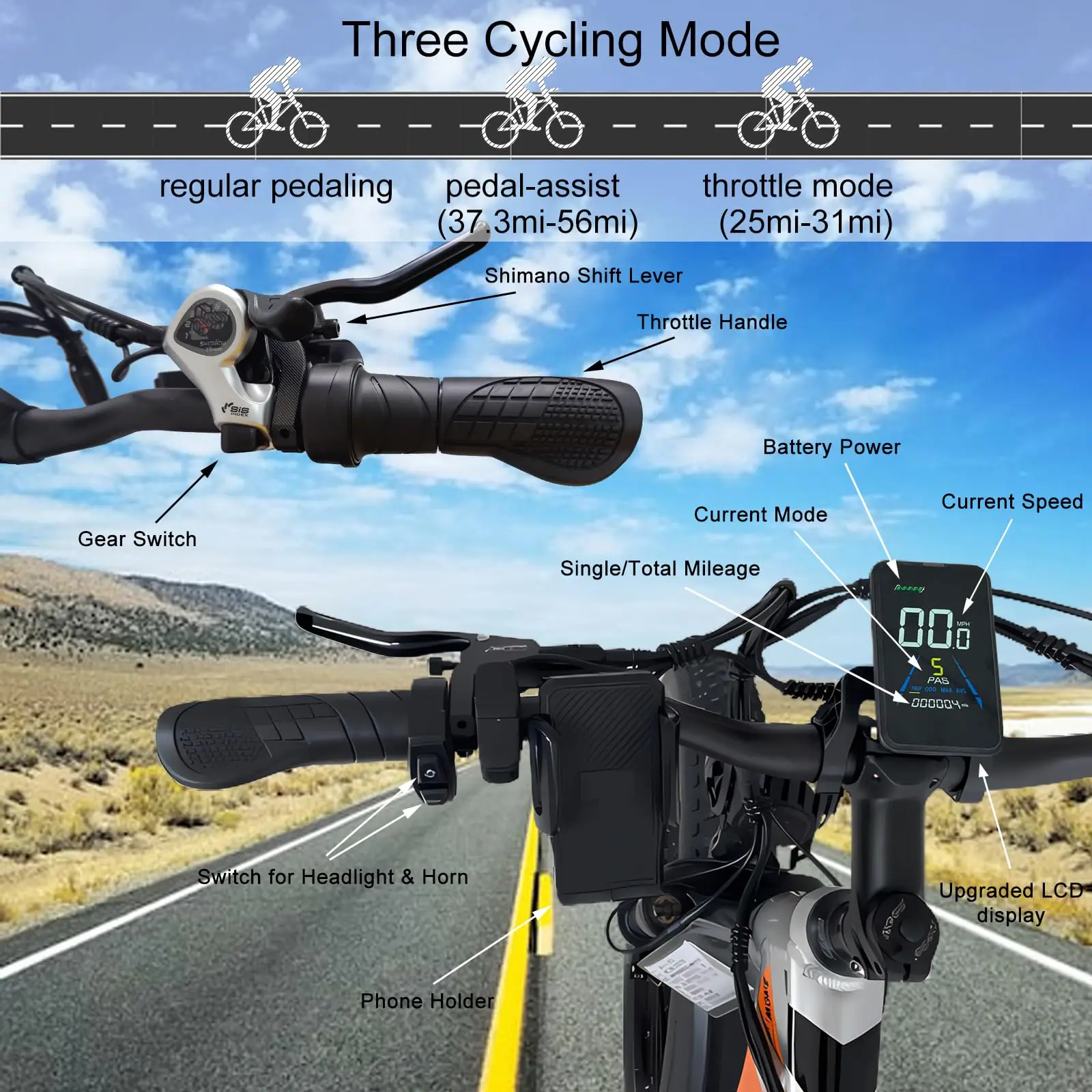 US Warehouse Dropshipping 2000W Motor 22.4AH Lithium Battery Electric Bicycle 26 inch Fat Tire E-Bike Electric Mountain Bike