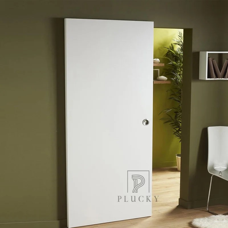 Flush Design Interior Wood Barn Door Wall Mounted Sliding Magic Door