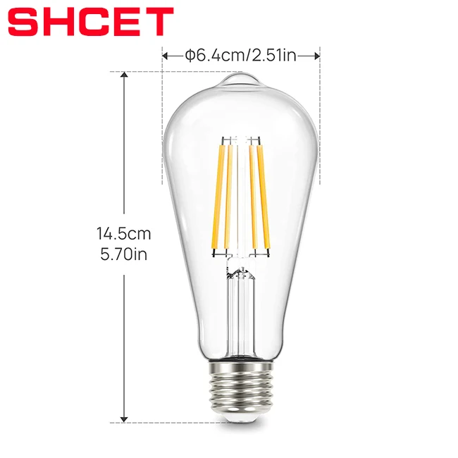 retro vintage model  LED filament bulb  ST64 4w 6w 8w E27 base clear Edison style decorative with clear glass cover