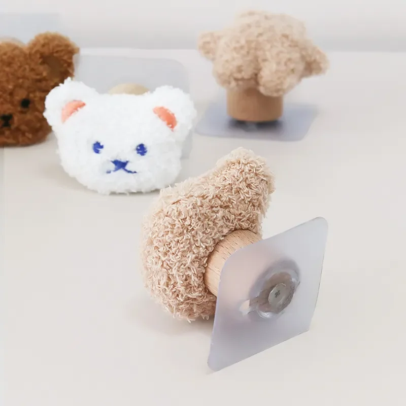 PUSELIFE Worth Buying Adhesive Decorative Cute Animalwall Mount Coat Hook Wood Dot Hook Hanger Wooden Wall Hooks