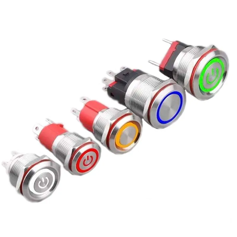Waterproof Metal Push Button Switch Various Size and Models 12v illuminated momentary Switches with Socket Wires