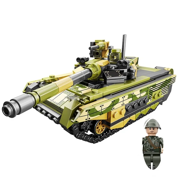 Soviet Military Army Model Set 429-Piece Assembly Building Kit with Green Tank Soldier Figures Made of Plastic Building Blocks