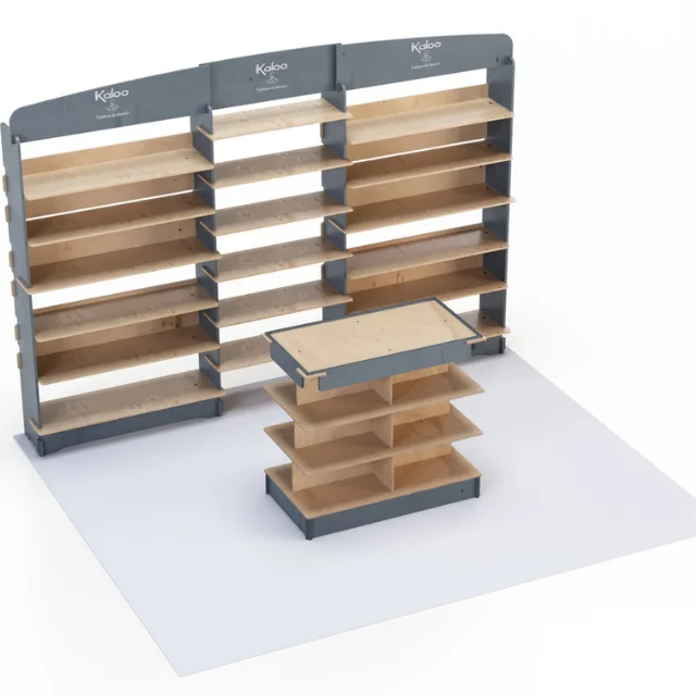 Clothing Display Rack Adjustable Shelves 290m Custom Logo Wooden Flooring Display For Retail Shops