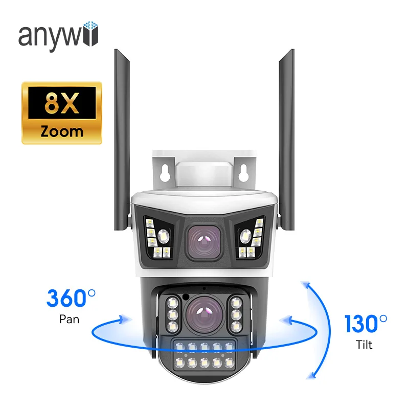 Anywii Outdoor Ptz Camera full color nigh vision 4mp Wifi Ip Camera Dual lens Auto Tracking Wireless Security Cctv wifi camera