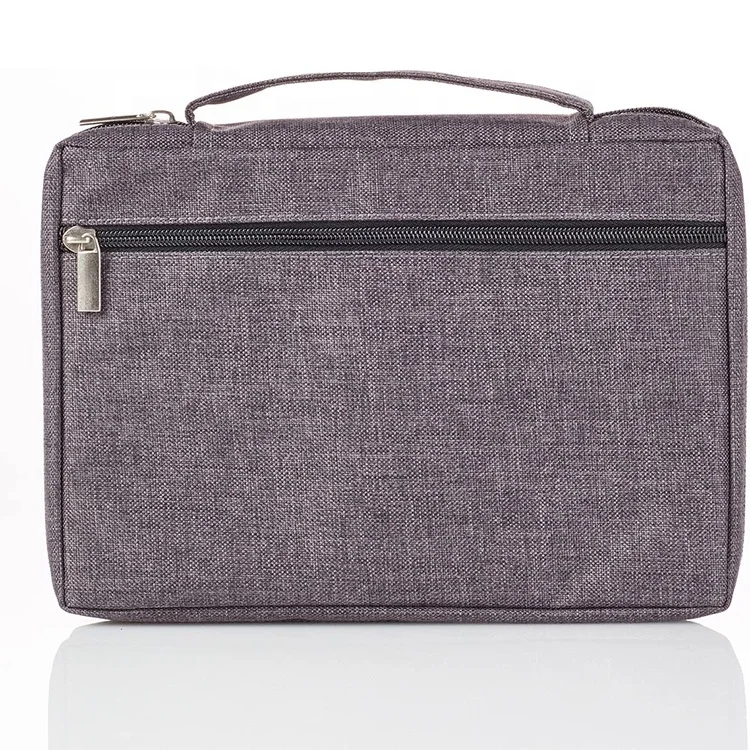 Прочный мужской/женский чехол для Библии портативный серый холщовый с изображением рыбы мягкий