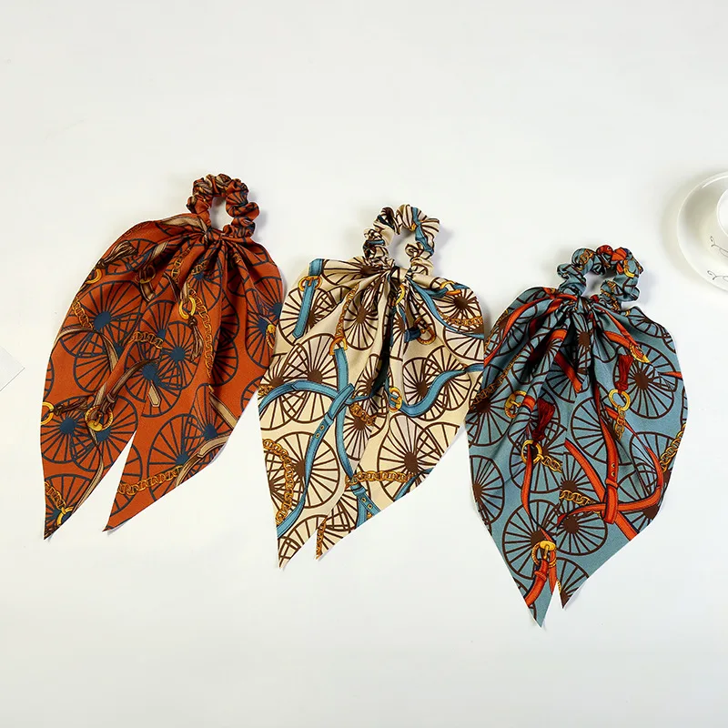 Scarf Scrunchies Silk Hair Ribbons Butterfly Hair Scarves Colorful Scrunchies  Vivid Ponytail Scarf Elastics Hair Ties
