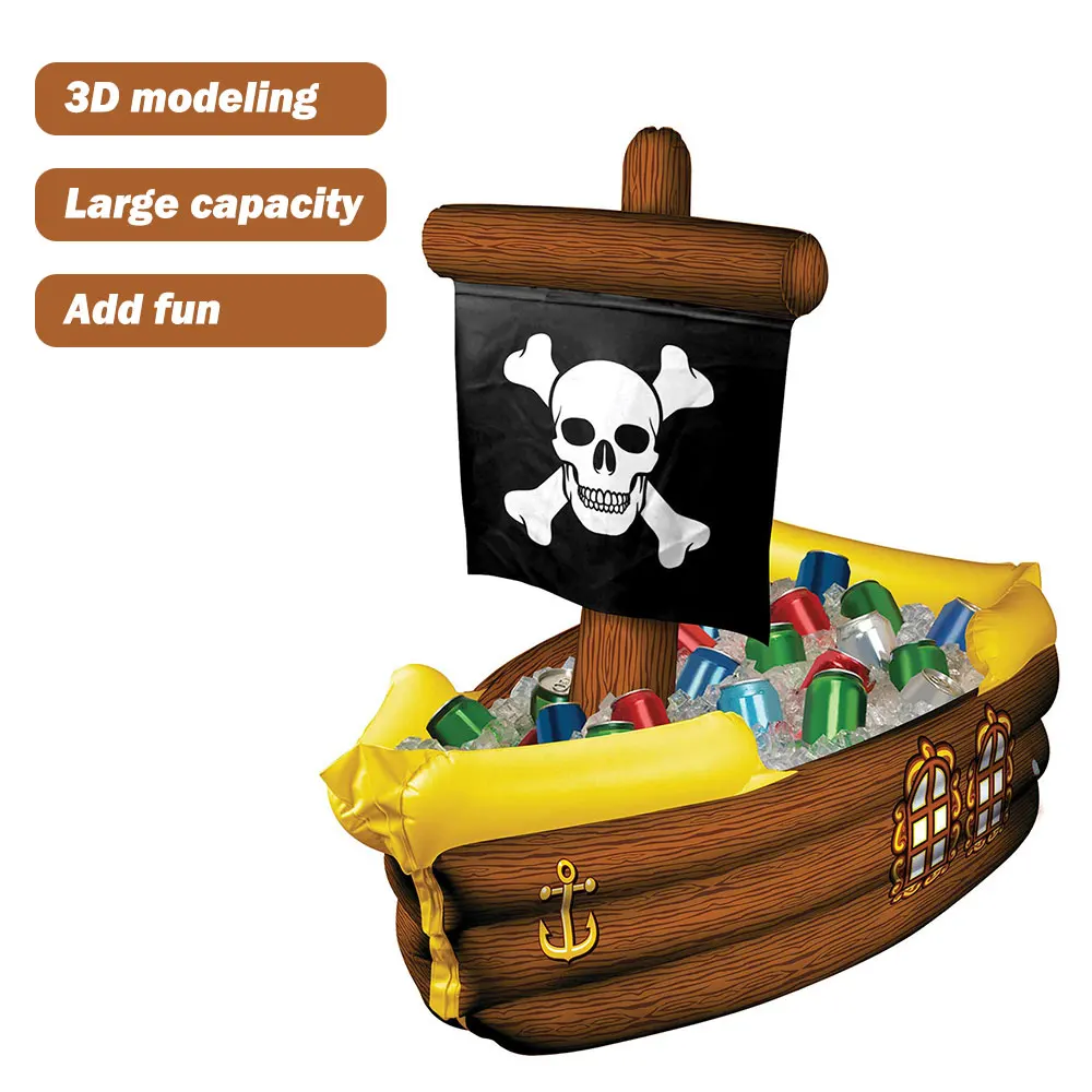 Hot Sale Inflatable Pirate Ship Cooler Party Accessory Inflatable Pirate Drink Cooler Ice Bucket Beer Cooler