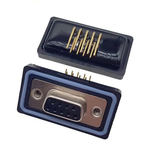 Lycn 9pin 15pin 25pin 37pin IP67 PCB Right Angle Type Male Female Dual Row Waterproof DR D-sub Connector Gold Plated Machine Pin
