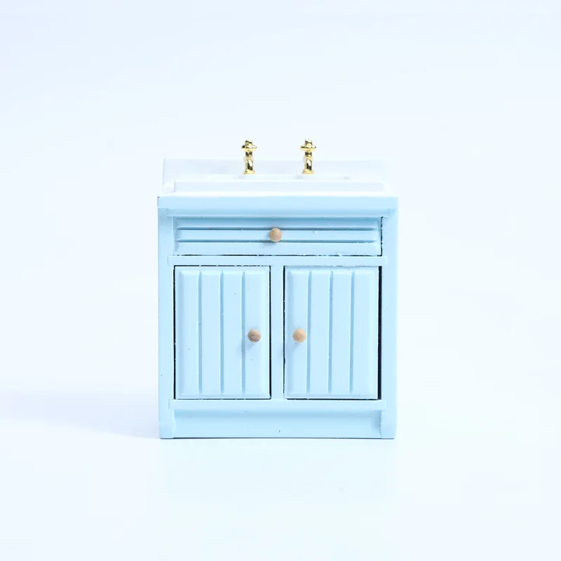 2022 New Arrival Miniature Dollhouse Furniture Kitchen Set Freely Combined Wooden Kitchen Cabinets Model