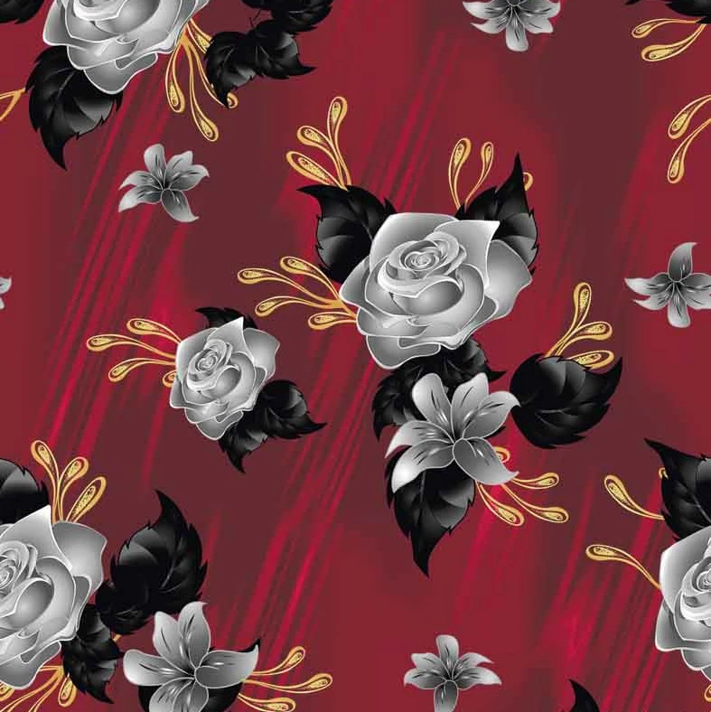 Custom paper Digital print 75D crepe chiffon floral print fabric for clothing