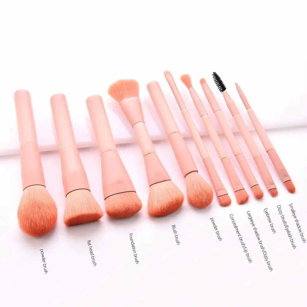  2021 Amazon hot sale fashion 10pcs makeup brush beauty set professional custom logo private label pink brushes