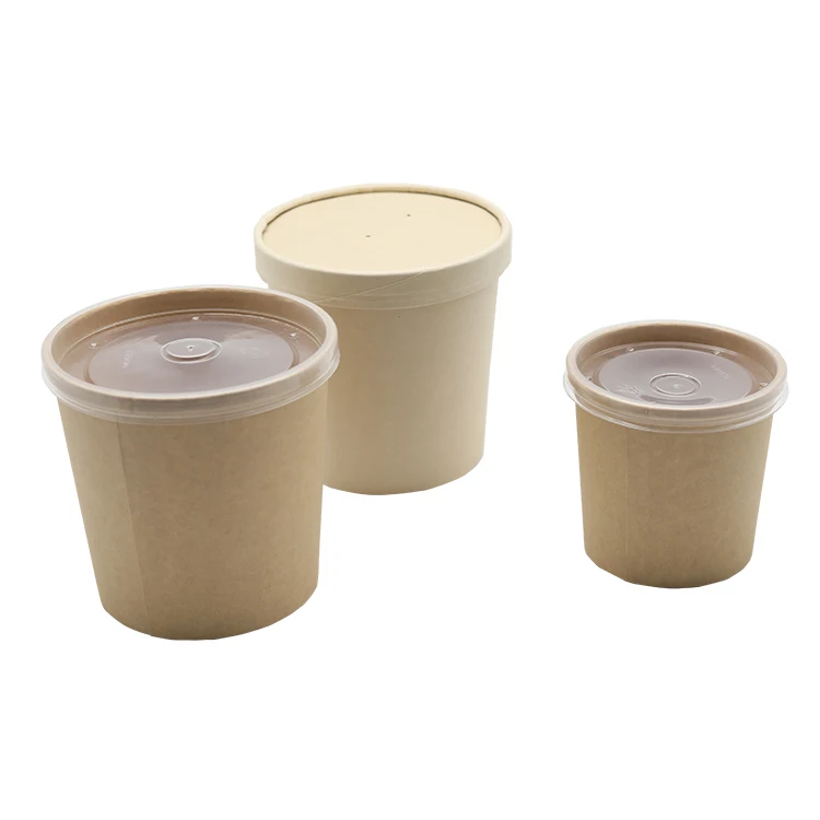 
High quality OEM ODM food storage kraft hot soup cups with lids 