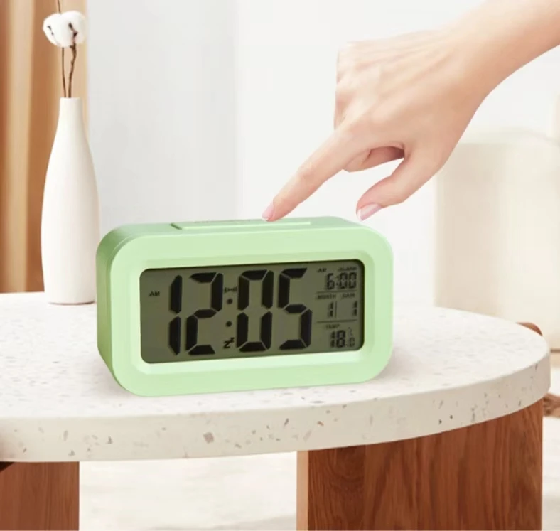 Alarm Clock Temperature Humidity Voice Control/Alaways On Table Clock Dual Alarm Wall Rechargeable Digital LED Clocks