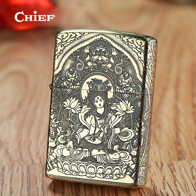  Металлическая керосиновая Зажигалка CHIEF smoke с логотипом заказчика сигарета сигара золото масло mecheros фетер оптовая