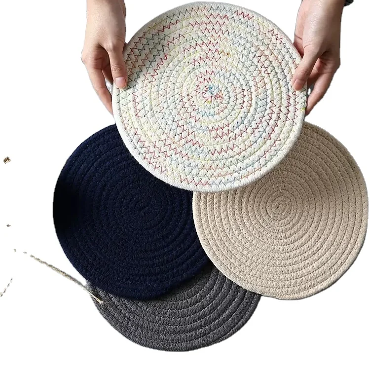 Круглая Подставка под столовые горки коврик из хлопка и льна для вязания изоляционная Подушка нескользящий кухни
