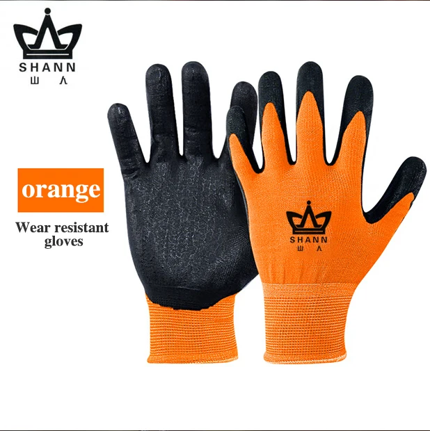 Industrial Heavy Duty Construction Nylon Rubber Coated Wrinkle Palm Construction Saftey Working Gloves for Hand Protective