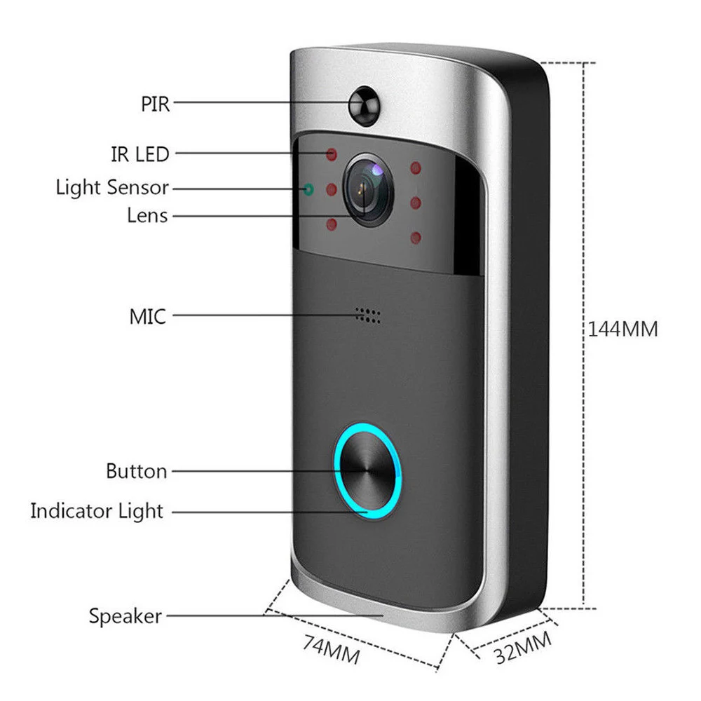 
Home Waterproof Ring Intelligent Doorbell Wireless Wifi Video Camera Intercom Smart Doorbell 
