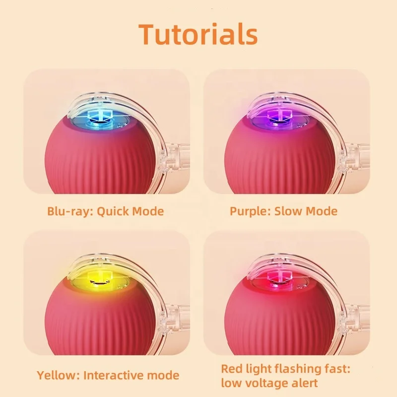 Factory Direct Smart Interactive Cat Toy Rolling Ball Motion Activate Fast Roll on Carpet Toys USB Rechargeable Self Moving Ball