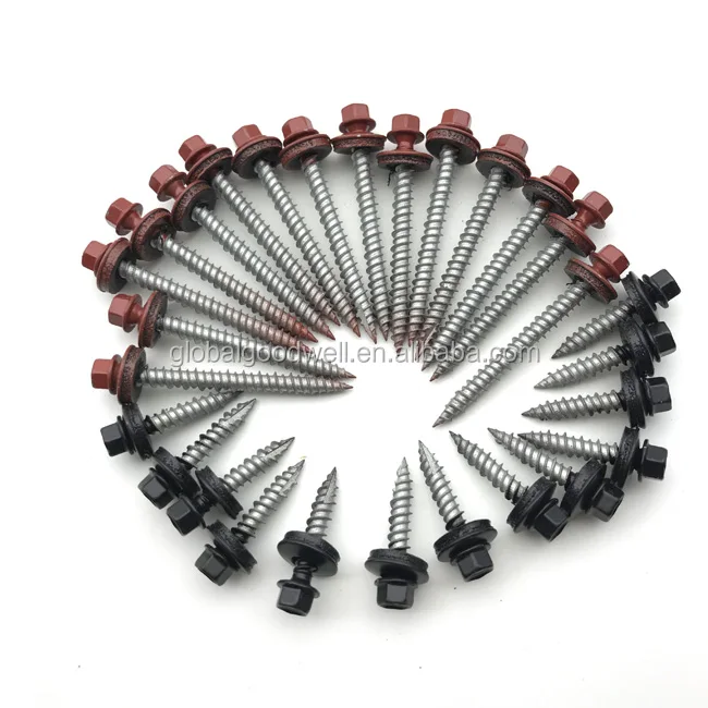 17 точечных металлических кровельных винтов по дереву с окрашенной головкой