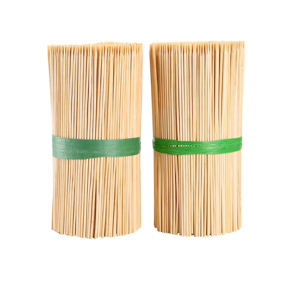 Eco-friendly Wood Kabob 2.5mm 30cm Sticks Barbeque Skewers Round Bamboo Skewer with Custom Logo Disposable BBQ