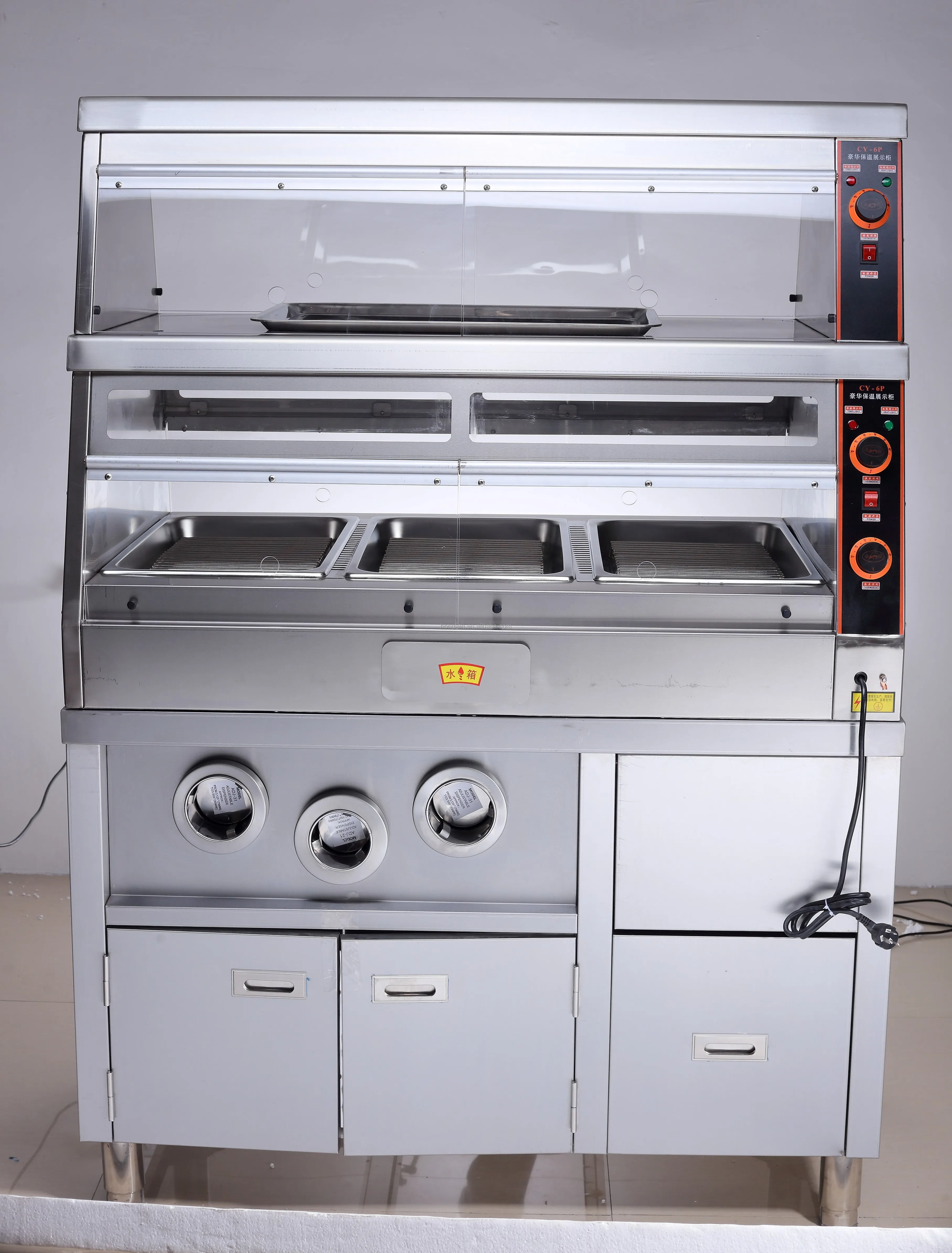 Stainless Steel Countertop restaurant food cabinet display for fast food