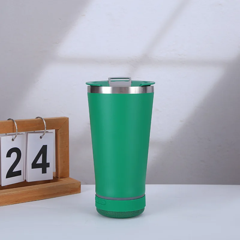 Custom Logo stainless double wall insulated opener 16oz beer mug music speaker 16oz beer mug with speaker