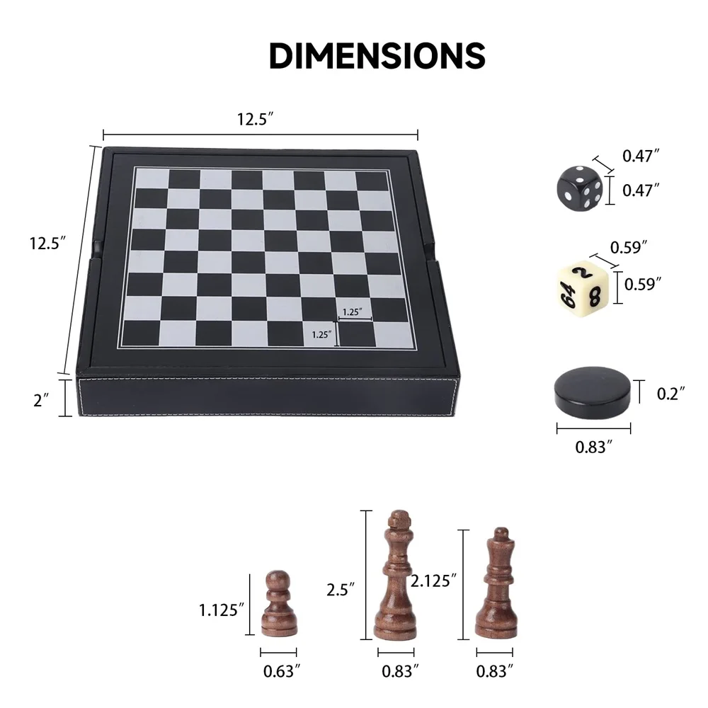 Upgraded leather Chess Set Chess Board Game Set with Crafted Chesspiece & Storage Slots for Kid  Adult