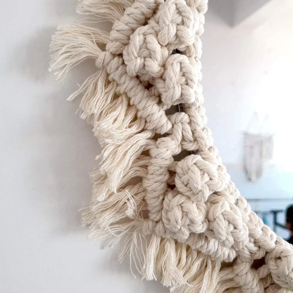Bohemian Handmade Macrame Wall Mirror Antique Mirror Wall Art Decor For Living Room Bedroom