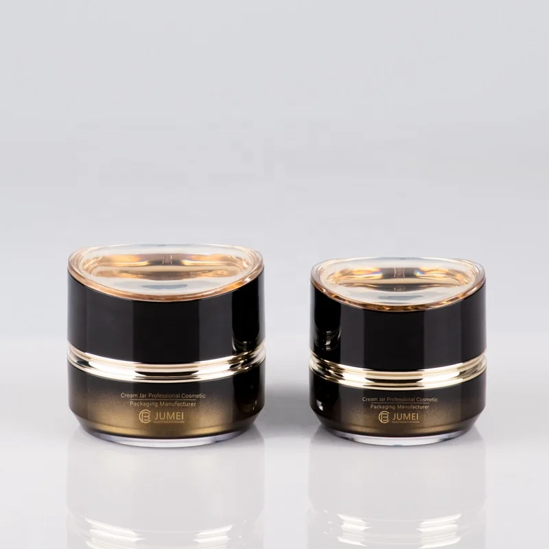 High Quality Gradient Black Bottle Gold Pump 100ml 50ml 30ml Yellow Plastic Cream Jar for Cosmetic