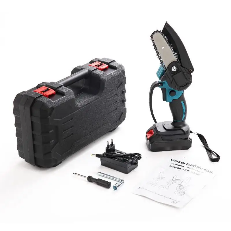 High power 4in 6in electric chain saw garden pruning logging tools handheld electric lithium chainsaw