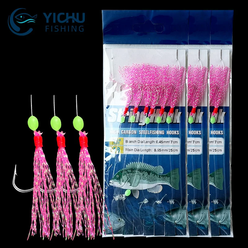 Saltwater Sabiki Rigs 6 String Hooks Flasher Mackerel Feather Fishing Bait Rigs Sea Fishing Lures Mackerel