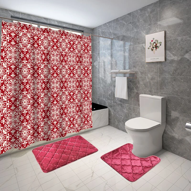 15-piece bathroom set with cushion waterproof polyester bathroom floor mats  door mat absorbent floor mat bathroom