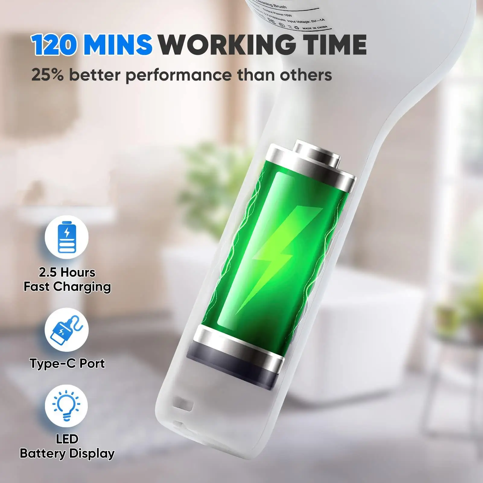 Electric Cleaning Brush Portable Handheld Scrub with 4 Replaceable Heads for Bathroom Tile Floor Bathtub