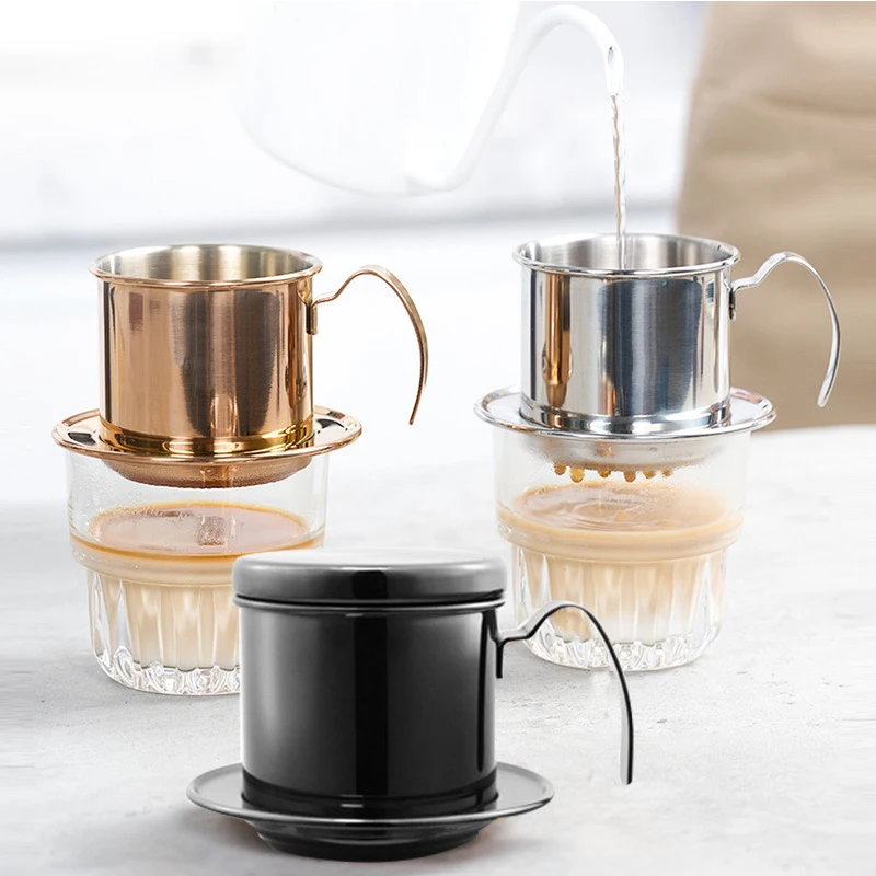 Pressure plate water separator 304 stainless steel vietnamese coffee drip coffee filter cup