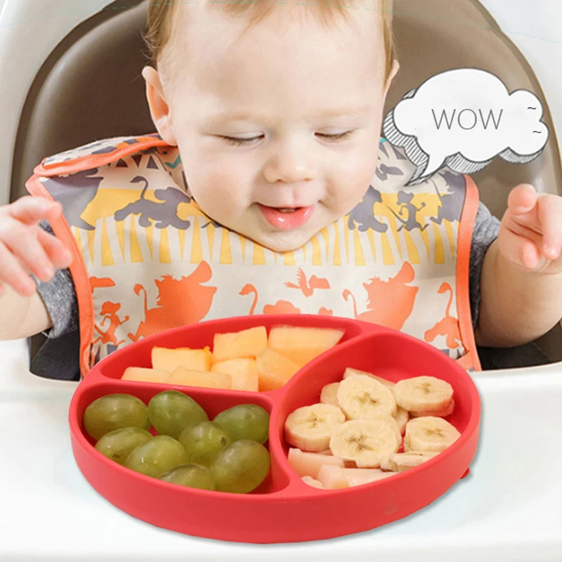 Divided Food Feeding Bowl Silicone Baby Dishes Kid Dinner Suction Baby Silicone Tableware Plate Bowl