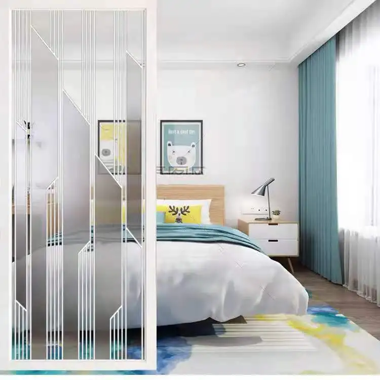 Modern Luxury Design Decorative Room Divider  Glass Panel  Metal Screen