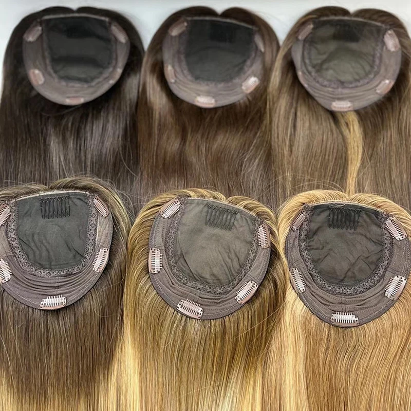 Clj Alibaba Online Shopping Toppers De Cheveux 100% Real Virgin Brazilian Naturel 4X4 5X5 Bone Straight Hair Toppers For Women