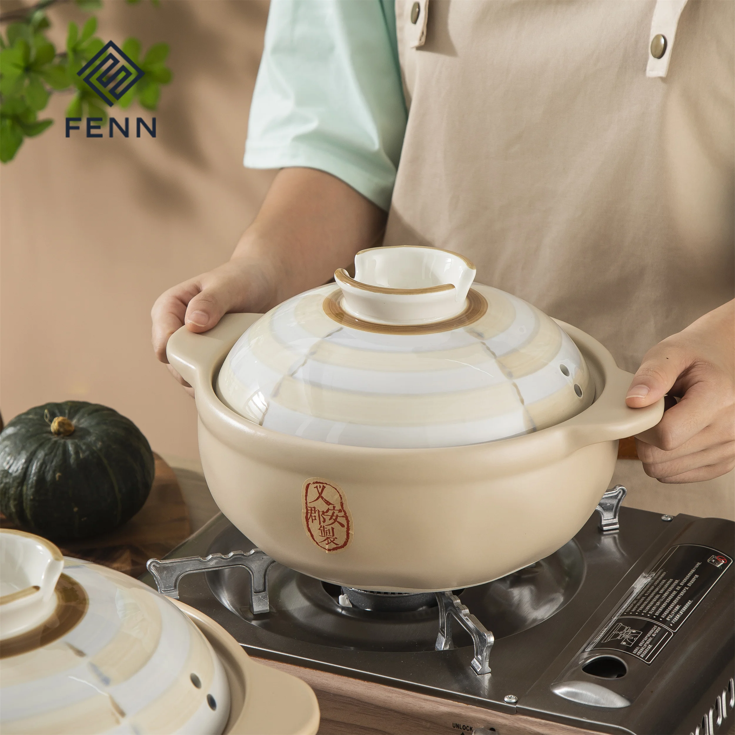 Rustic Japanese Style Ceramic Casserole High Temperature Resistance Seafood Porridge Stew Ceramic Soup Pot Set