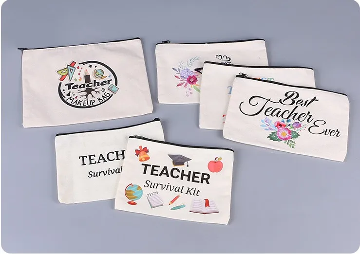 DIY Blank Fabric Blank Canvas Zipper Pouch Craft Pen Bag Multi-purpose Cosmetic Bag To Store Personal Belongings For Travel