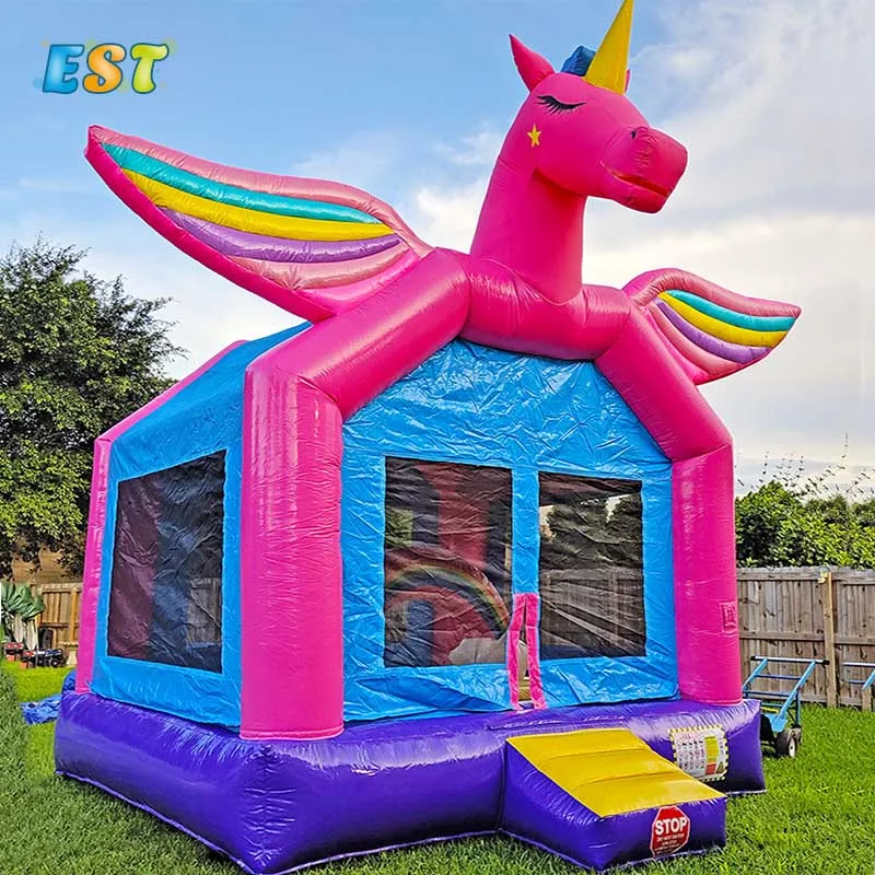 Red Unicorn Inflatable Castle new design Pegasus Bouncing House for sale