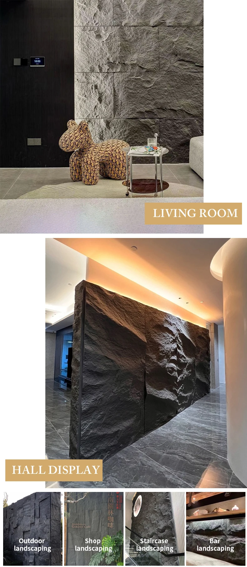 Outdoor Waterproof PU Foam Faux Stone Polyurethane Artificial PU Stone Wall Panel