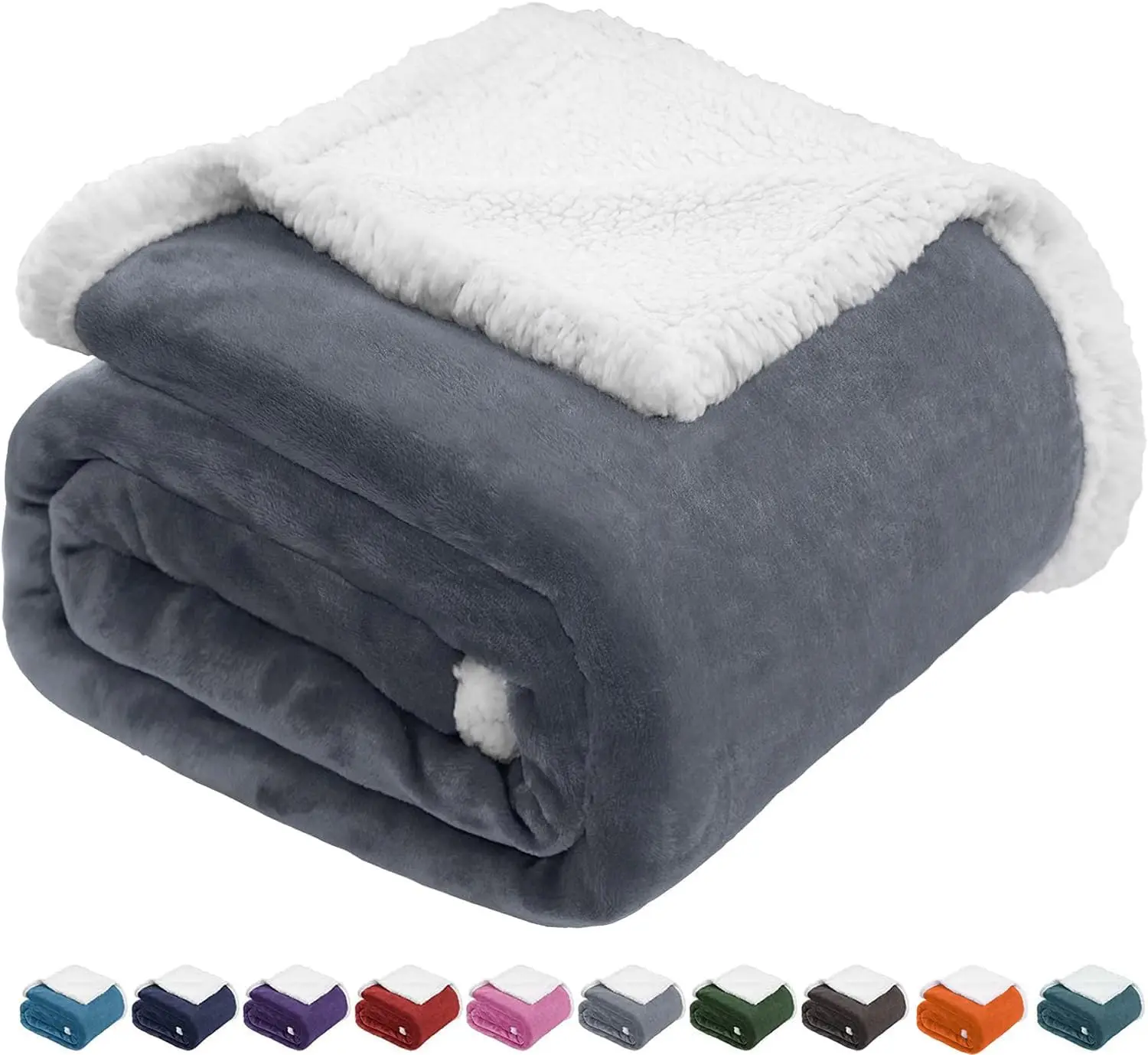 Throw Flannel Sherpa Polyester Blanket For Winter Sherpa Blanket Free Sample Double Layer