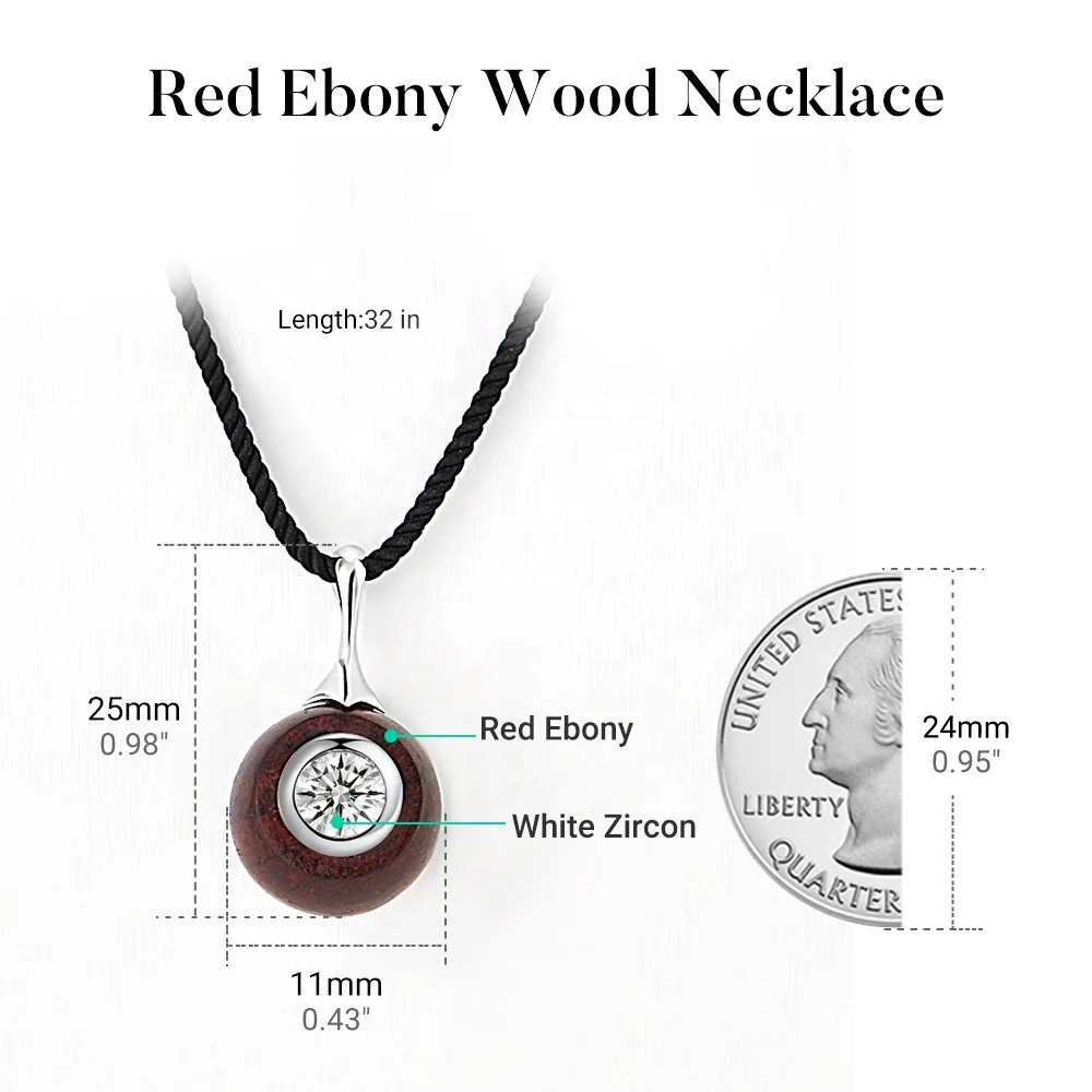 CC Jewelry Fashionable Natural Wooden Jewelry Eco-Friendly Copper Pendant Necklace and Rope Chain 925 Silver-Plated Necklace