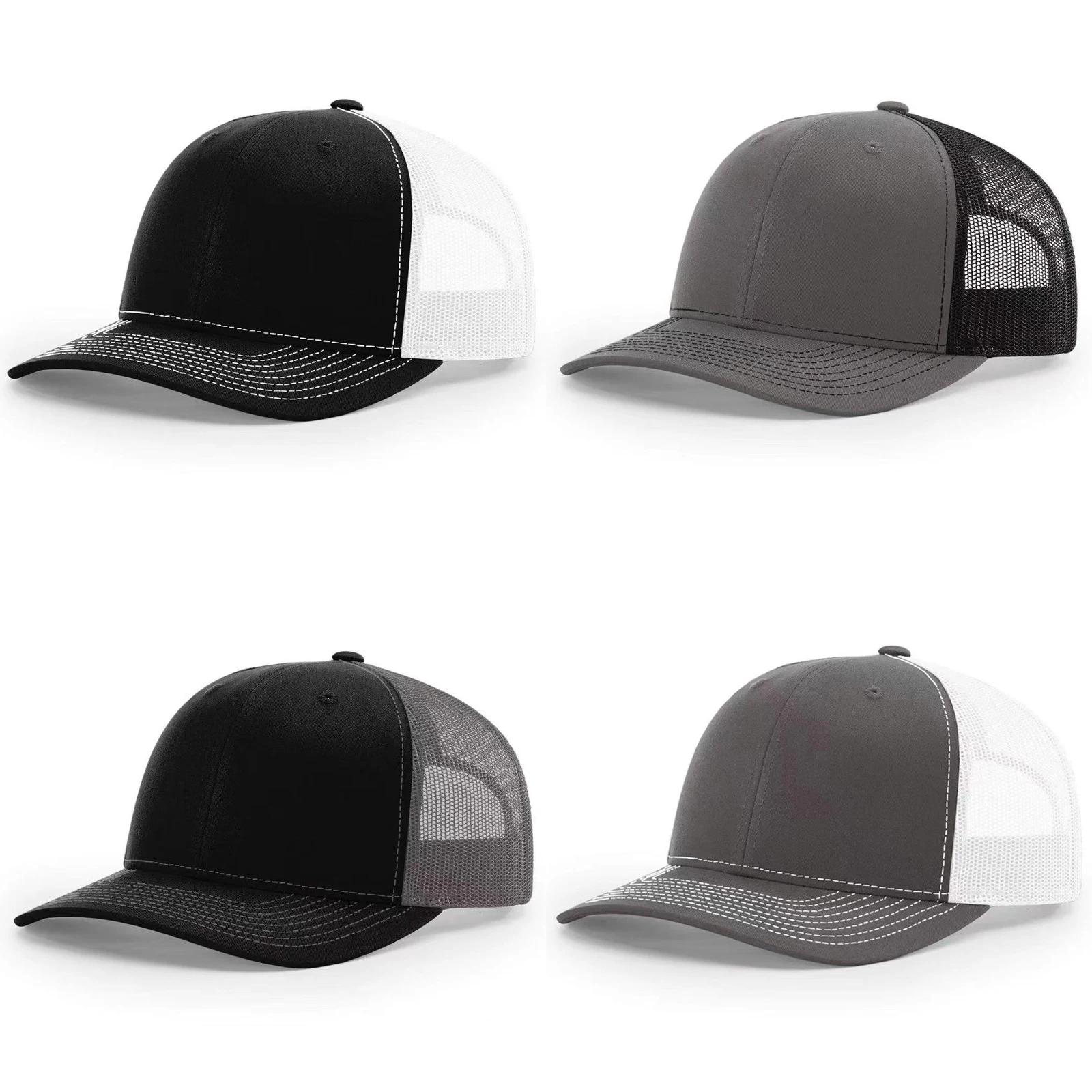 Customized Low Profile Charcoal Gray Mesh Trucks,6 Panel Cotton Gorras Cap,3D Embroidery Logo Vintage Richardson 112 Trucker Hat