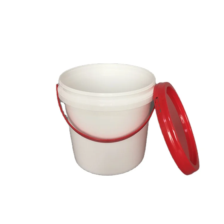 Custom PP material bucket white with handle and lid plastic bucket with plastic handle