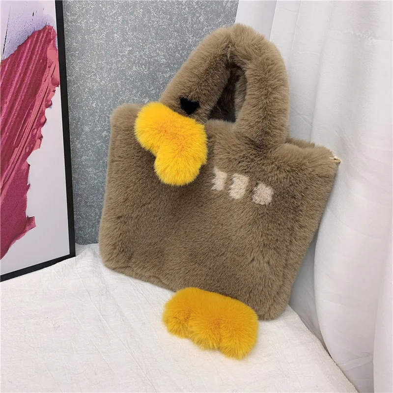 High Quality Fashion Plush Bag Small Yellow Duck Cross-body Tote Bag Matching Shoes And Clothing For Winter